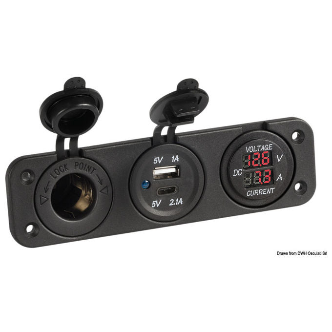 Voltmetro-amperometro Digitale 12v E Usb-a  Usb-c