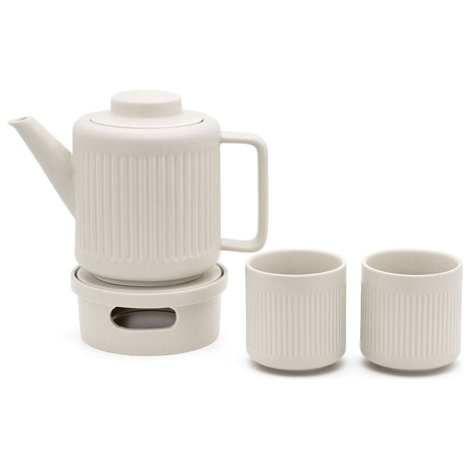 Bredemeijer 147050 Teiera in Porcellana 1200 ml con Filtro in Acciaio Inox colore Bianco