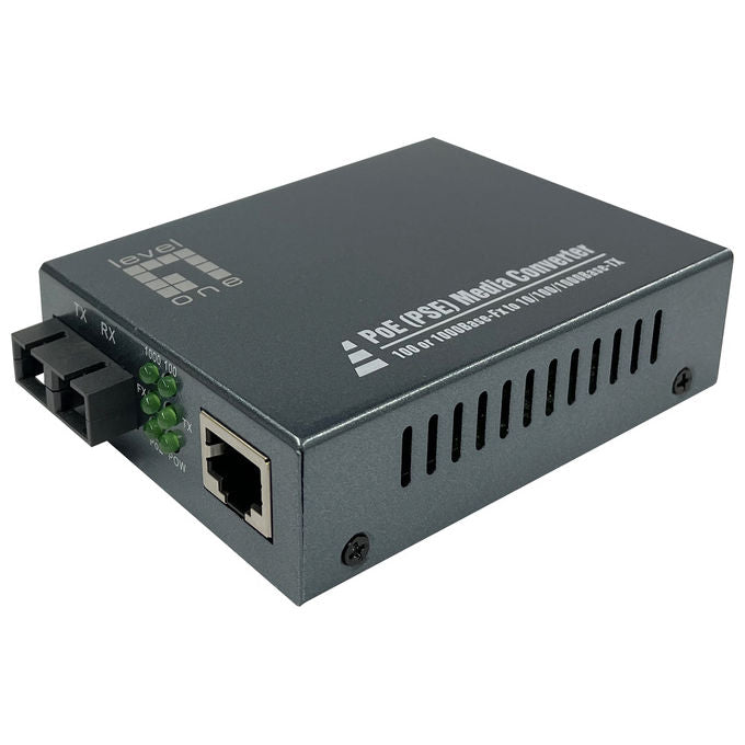 LevelOne GVT-2014 Convertitore Multimediale di Rete 1000 Mbit-s Single Mode 20 km SC PoE Grigio