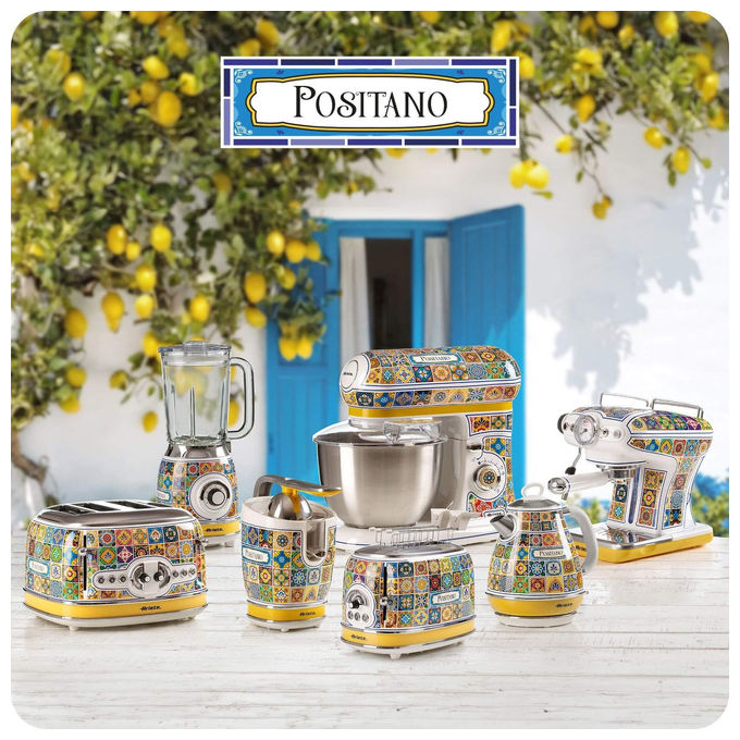 Ariete 156-0P Positano Tostapane 4 Fette 6 Livelli di Doratura Funzione Defrost Vassoio Raccogli Briciole Espulsione Automatica Senza Pinze colore Bianco e Giallo