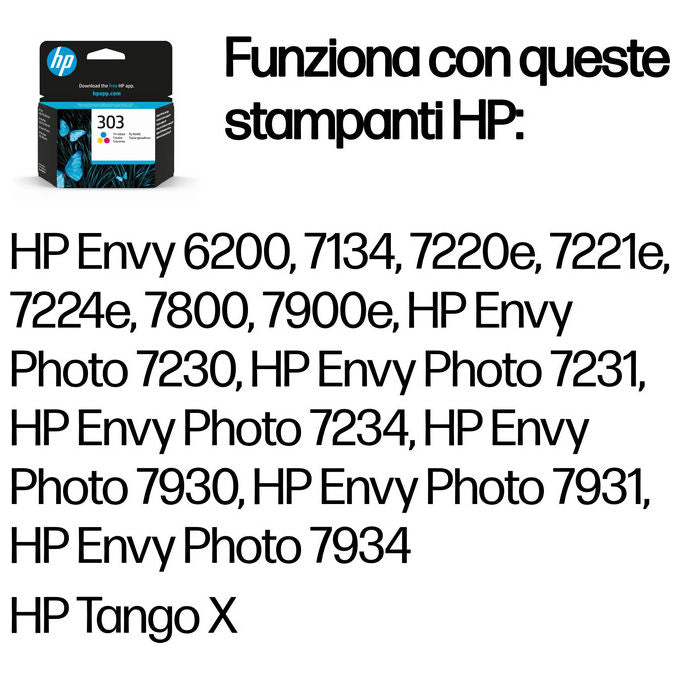 HP T6N01AE Cartuccia di inchiostro in tricromia originale 303 Resa 165 pagine Colore Ciano Magenta Giallo