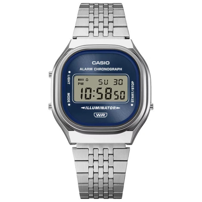 Casio A140WE-2AEF Orologio Digitale Vintage Quarzo Acciaio Blu Argento colore Argento