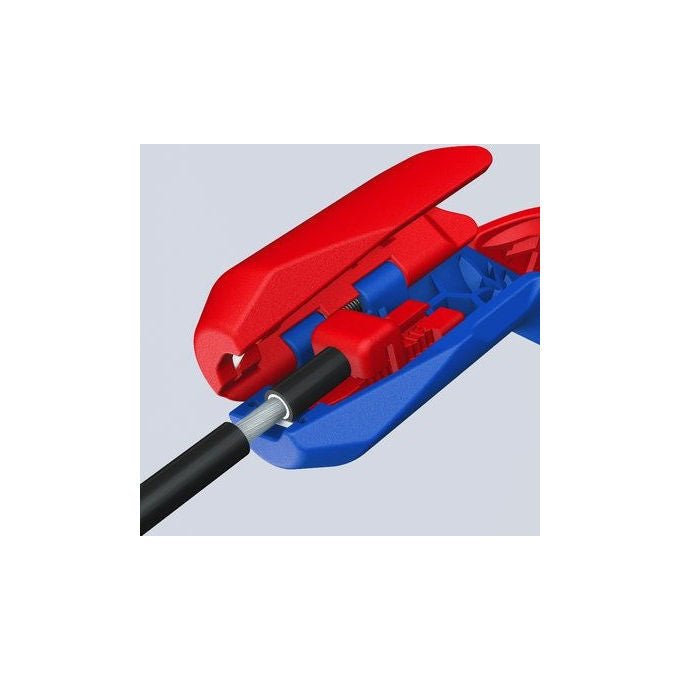 Knipex 16 95 03 SB ErgoStrip PV Utensile spelacavi per cavi rotondi e solari diametro 4 fino a 6 mm colore Blu Rosso