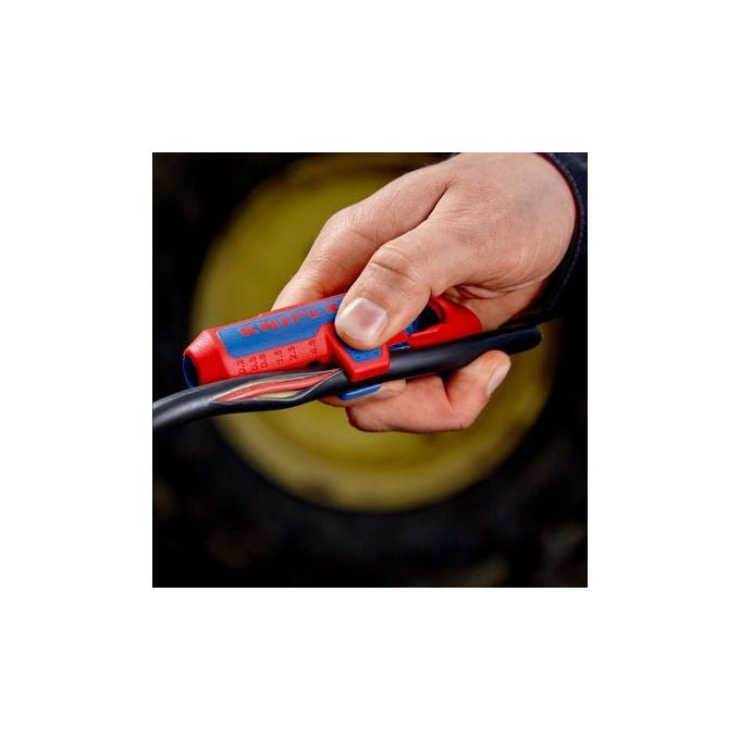 Knipex 16 95 03 SB ErgoStrip PV Utensile spelacavi per cavi rotondi e solari diametro 4 fino a 6 mm colore Blu Rosso