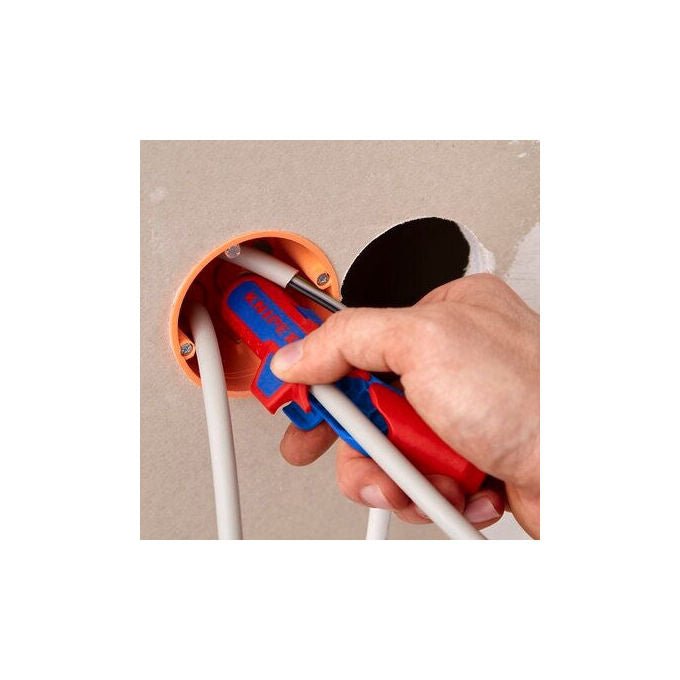 Knipex 16 95 03 SB ErgoStrip PV Utensile spelacavi per cavi rotondi e solari diametro 4 fino a 6 mm colore Blu Rosso