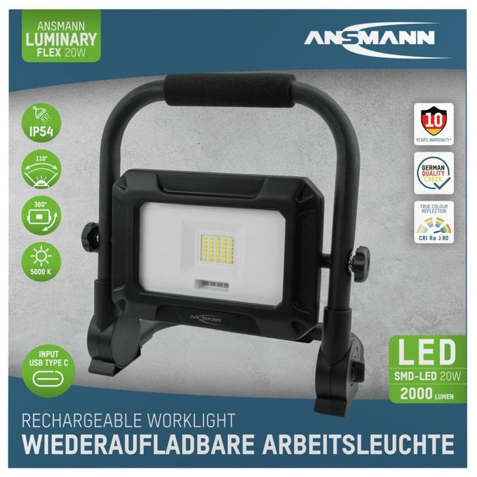 Ansmann FL20W-R Faro da lavoro LED 20 W 2000 lm 5000 K IP54 colore Nero