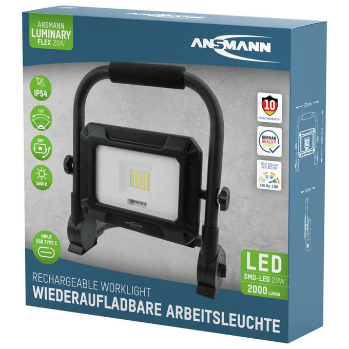 Ansmann FL20W-R Faro da lavoro LED 20 W 2000 lm 5000 K IP54 colore Nero