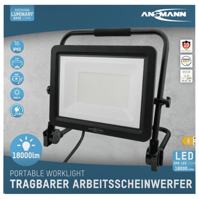 Ansmann 1600-0629 FL150W-AC Proiettore da cantiere LED 150 W 18000 lm 5000 K colore Nero
