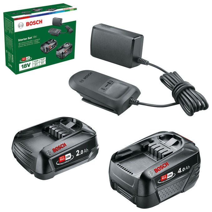 Bosch 1600A027U9 Set batteria e caricabatterie 18V 2 batterie 2.0Ah 4.0Ah 1 caricatore AL 18V-20 colore Nero