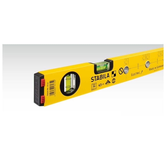 Stabila 16136 Type 70 Livella da falegname 1,2 m con 8 fori di marcatura colore Nero Giallo