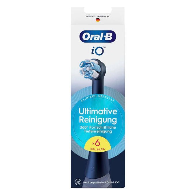Oral-B 16262907 iO Ultimative Reinigung Testine Spazzolino Elettrico 6 Pezzi Compatibili con iO Rimuove Fino al 100% della Placca Ogni 3 Mesi Colore Nero