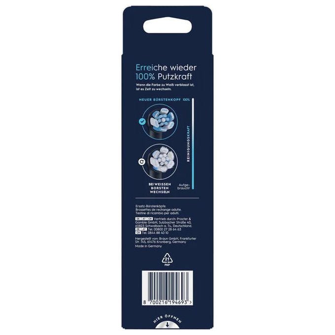 Oral-B 16262907 iO Ultimative Reinigung Testine Spazzolino Elettrico 6 Pezzi Compatibili con iO Rimuove Fino al 100% della Placca Ogni 3 Mesi Colore Nero