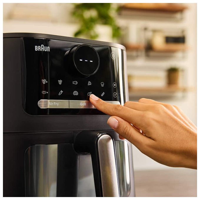 Braun HF5075 Friggitrice ad aria 6 L 2000 W 20 programmi doppia resistenza rivestimento ceramico display touch colore Nero Grigio