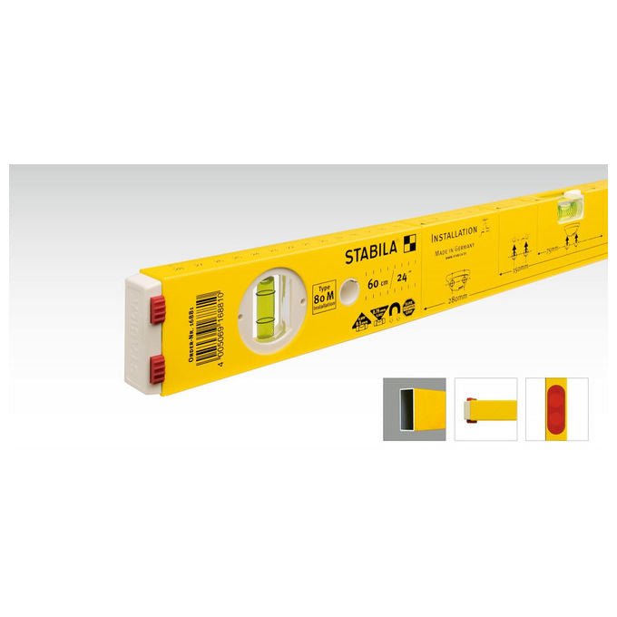 Stabila 16881 Tipo 80 M Livella Magnetica in Alluminio con Magnetismo in Terre Rare 60 cm colore Nero