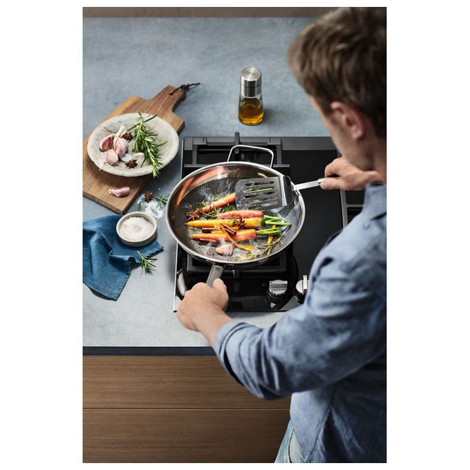 WMF 17.5648.6411 Profi Resist Padella Alta Diametro 28 cm Rivestimento PermaDur Acciaio Cromargan Alluminio colore Nero, Acciaio inox