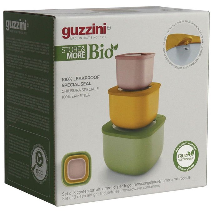 Guzzini 17072652 STOREandMORE Contenitore Ermetico in Plastica Biologica 2,8 L Lavabile in Lavastoviglie Microonde e Congelatore colore Assortiti