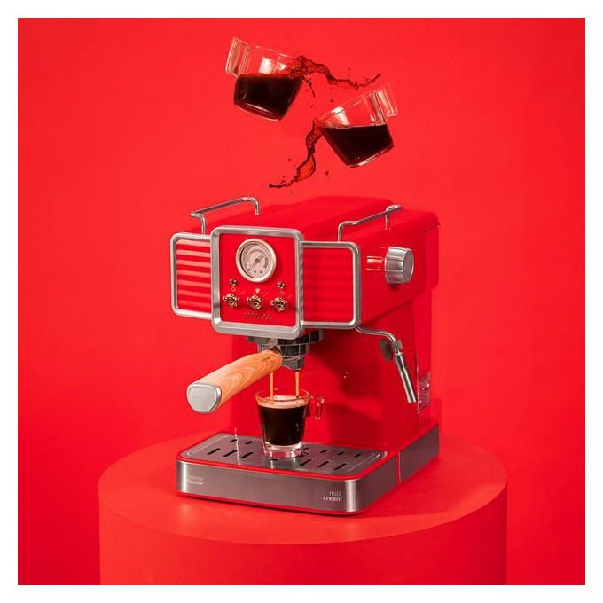 Cecotec 01727 Power Espresso 20 Tradizionale Macchina da caffe' 1,5 L 20 bar 1350 W con montalatte e spegnimento automatico colore Rosso