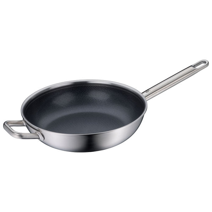 WMF 1759486411 Ultimate Profi Resist Stielpfanne hoch 28 cm adatta a tutti i piani cottura incluso induzione cottura uniforme fondo ultra piatto manico freddo resistente al calore fino a 250 °C colore Acciaio