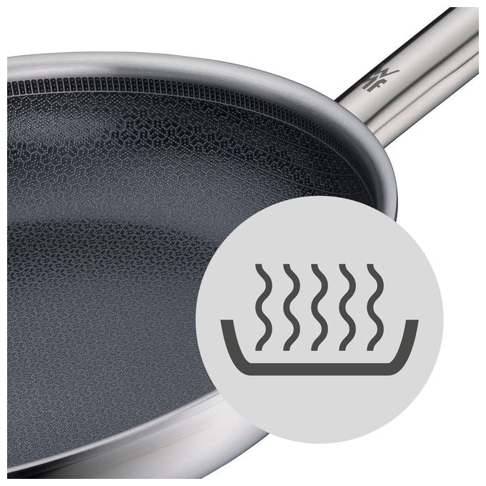 WMF 1759486411 Ultimate Profi Resist Stielpfanne hoch 28 cm adatta a tutti i piani cottura incluso induzione cottura uniforme fondo ultra piatto manico freddo resistente al calore fino a 250 °C colore Acciaio