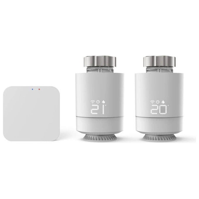 Hama 00176662 Smarte WLAN-Heizungssteuerung 2x Smartes Heizkörperthermostat + Zentrale Programmierbar Kompatibel mit Amazon Alexa und Google Assistant Farbe Weiß
