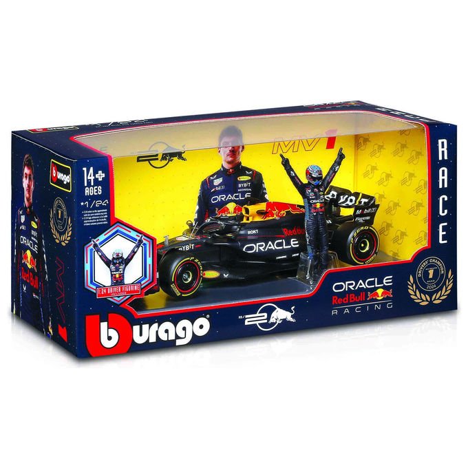 Bburago 18-28060 RB20 Formula 1 miniatura scala 1:24 con Max Verstappen figura colore rossa
