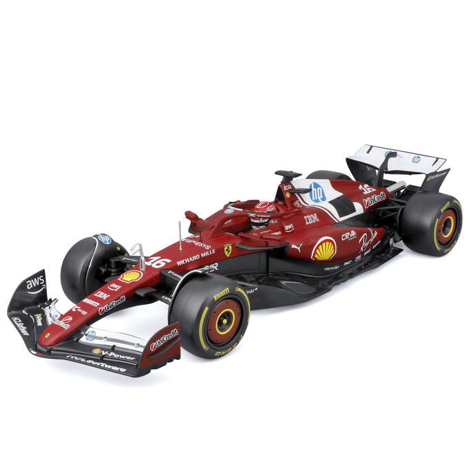 Bburago 18-16816-L F1 Ferrari SF-25 Modellino Auto Gia' Assemblato Scala 1:18 Die-cast con Parti in Plastica Numero 16 Charles Leclerc Stagione 2025 colore Rosso