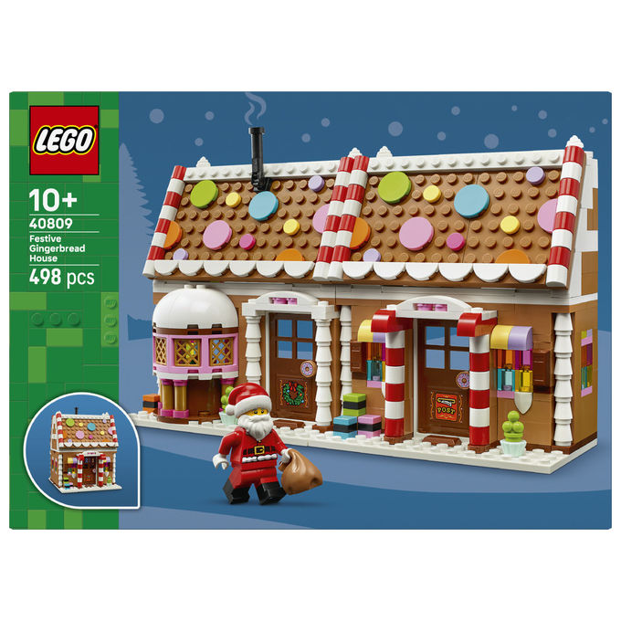 Lego 40809 Casa di Pan di Zenzero Festiva Set da Costruzione con Minifigure di Babbo Natale 498 pezzi colore Multicolore