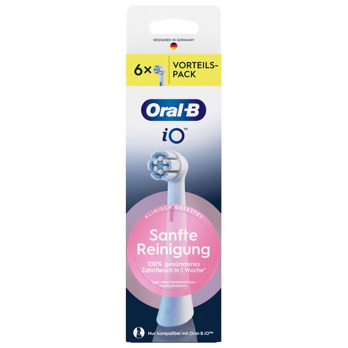 Oral-B 8700216194679 iO Aufsteckbürsten Sanfte Reinigung 6 Stück mit 4000 weichen Borsten und Farbwechselanzeige colore Bianco