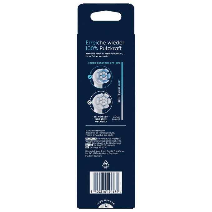 Oral-B 8700216194679 iO Aufsteckbürsten Sanfte Reinigung 6 Stück mit 4000 weichen Borsten und Farbwechselanzeige colore Bianco
