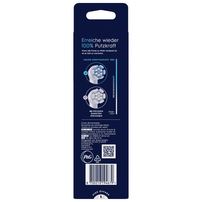 Oral-B 8700216194679 iO Aufsteckbürsten Sanfte Reinigung 6 Stück mit 4000 weichen Borsten und Farbwechselanzeige colore Bianco