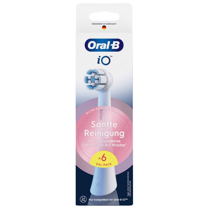 Oral-B 8700216194679 iO Aufsteckbürsten Sanfte Reinigung 6 Stück mit 4000 weichen Borsten und Farbwechselanzeige colore Bianco