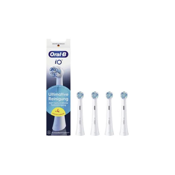 Oral-B 8700216195027 iO Ultimative Reinigung Aufsteckbürsten 4 Stück farbwechselnde Borsten Plaque-Entfernung bis zu 100% mehr als Handzahnbürste Farbe Weiß