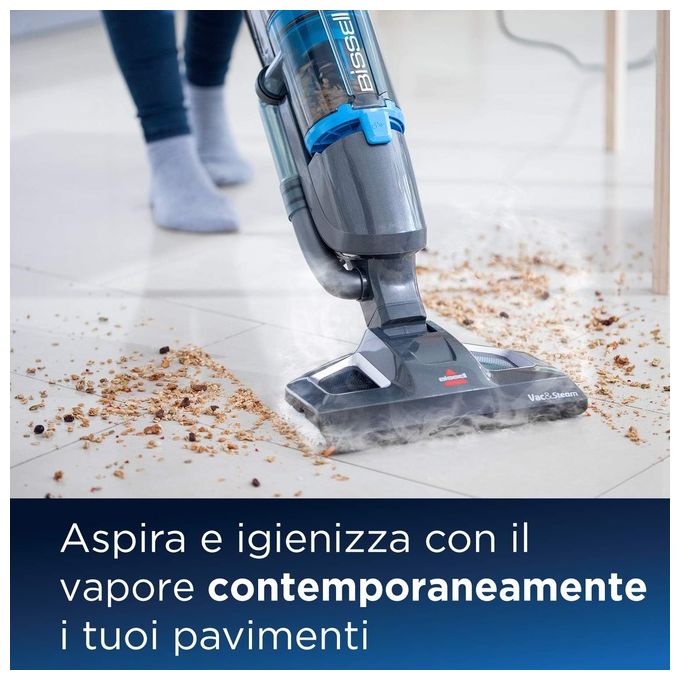 Bissell 1977N Scopa a Vapore 2 in 1 Vac and Steam 1600W Blu Titanio Nero