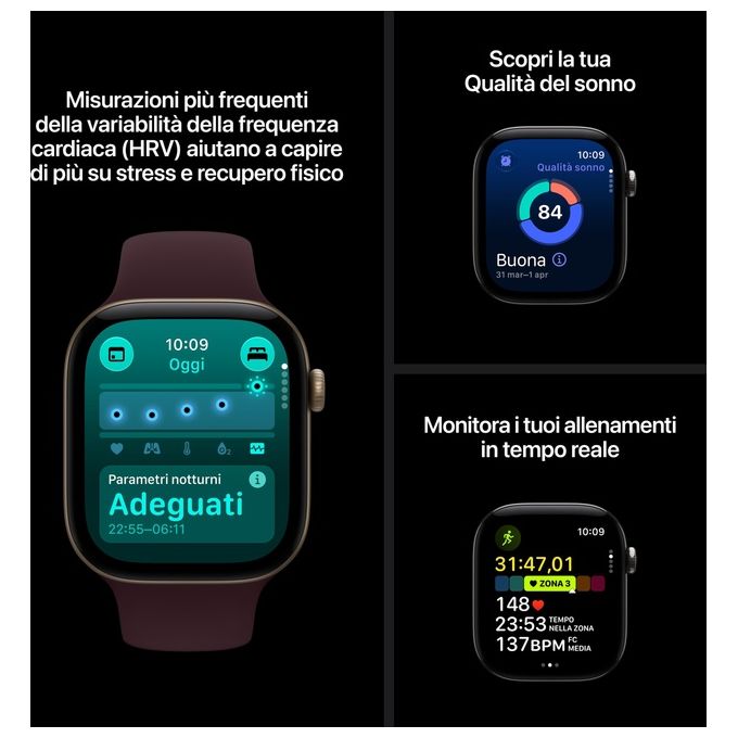 Apple MJH44QL-A Apple Watch Series 12 GPS + Cellular Cassa 46 mm in Ceramica Blu Notturno con Cinturino Sport Blu Marino M-L colore Blu Notturno