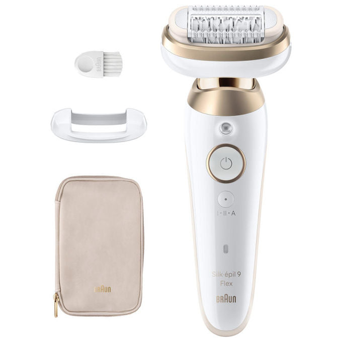 Braun Silk‑épil 9 Flex 3D 9‑011 – Epilatore a pinzette ricaricabile, 2 velocita', testine incluse: epilazione + massaggio + cappuccio per zone sensibili, utilizzo Wet and Dry, autonomia 50 min, colore bianco-oro