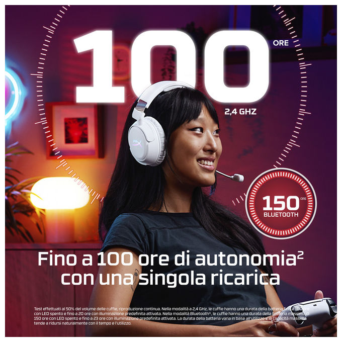 HyperX B5VC4AA Cloud Flight 2 Cuffie da gaming wireless 2.4 GHz Bluetooth 5.3 autonomia fino a 100 ore driver 50 mm microfono rimovibile colore Nero