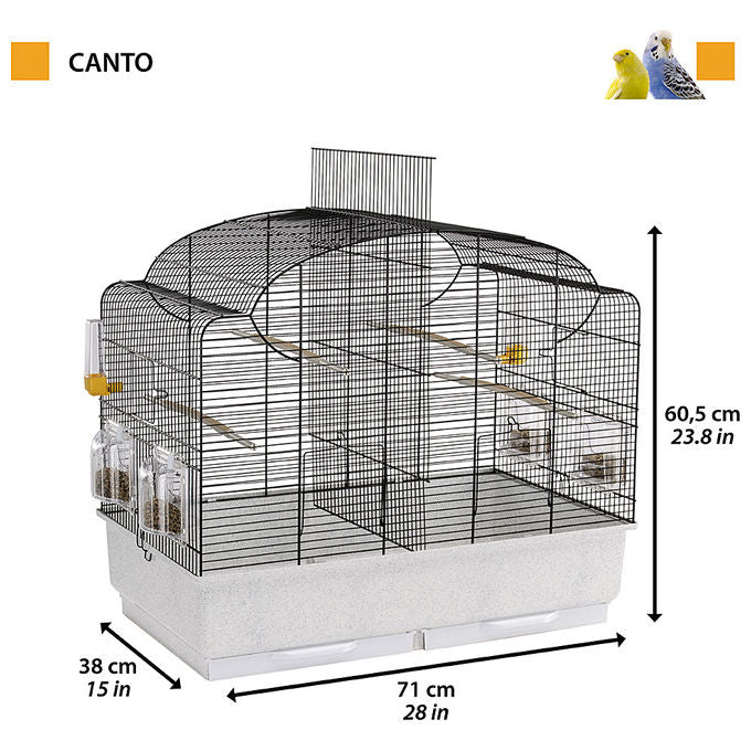Ferplast Gabbia per Canarini Gabbia Uccelli Esotici CANTO, Gabbietta da Cova Riproduzione con Divisorio e Accessori, 71 x 38 x h 60,5 cm.