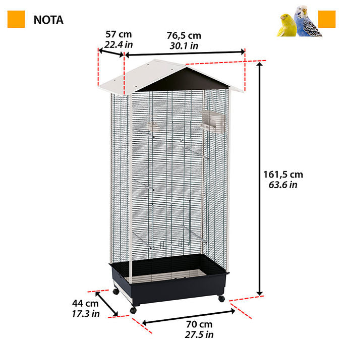 Ferplast voliera nota per canarini e cocorite 76.5x57x161.5cm metallo e plastica interno esterno