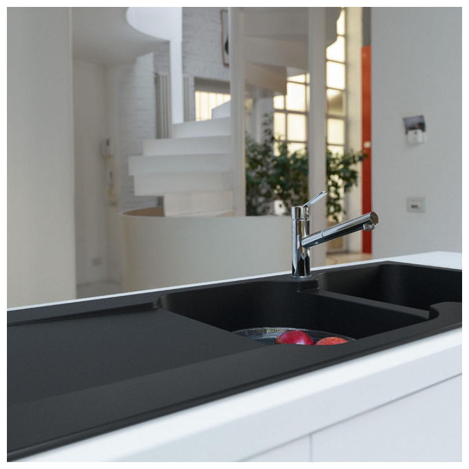 Franke Lavello in Tectonite KID 621-116 3 1-2 WWK Gocciolatoio reversibile 2 Vasche Nero 143.0653.590