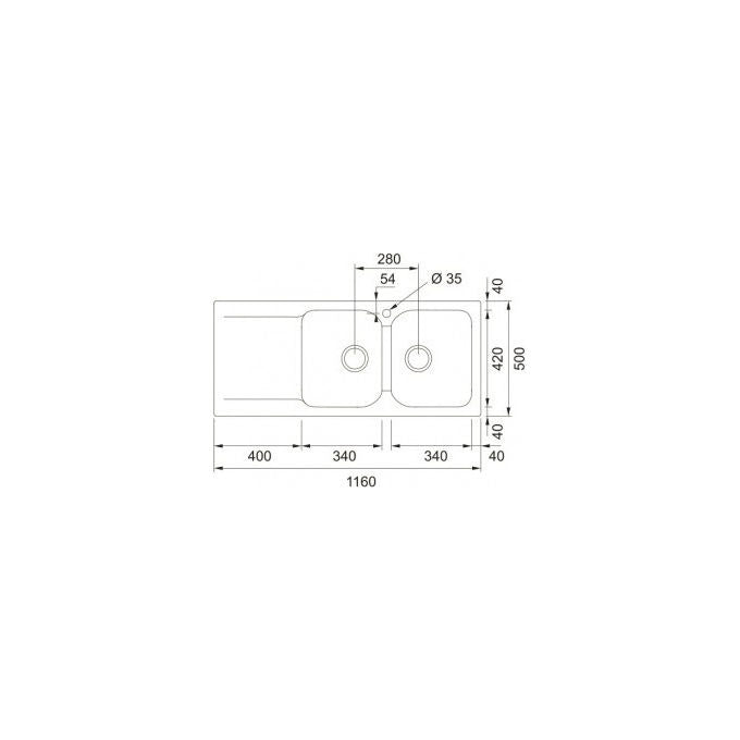 Franke Lavello in Tectonite KID 621-116 3 1-2 WWK Gocciolatoio reversibile 2 Vasche Grigio 143.0653.612