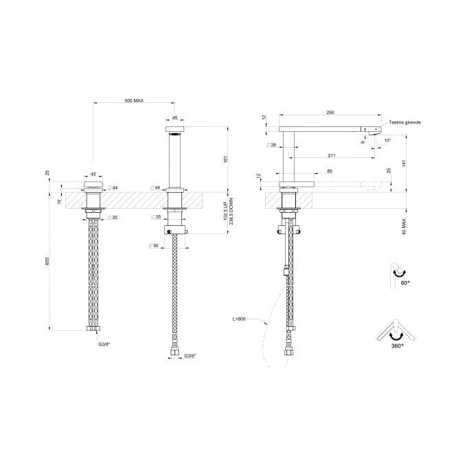 Foster 8499000 Eclipse Miscelatore monocomando abbattibile con canna e testina girevoli 360° e comando remoto Cromo