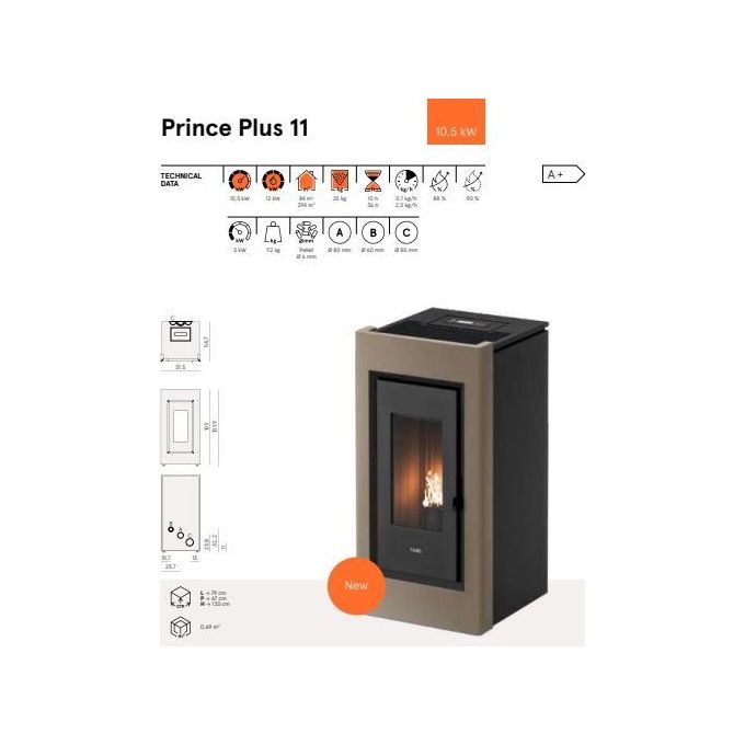 Cadel Stufa a Pellet Cadel Prince Plus 11 Titanium