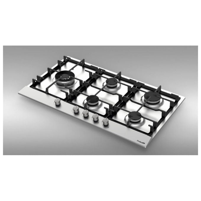 Foster 7016032 Linea Power Piano Cottura a Gas 5 Zone 1 Doppia corona Griglie in ghisa 86cm Inox Spazzolato