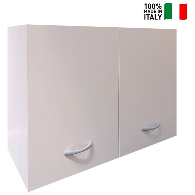 Pensile da cucina in legno 2 ante Bianco L80 X P33 X H60 cm