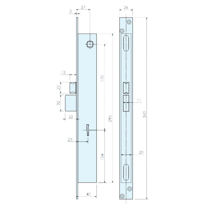 Yale 6603 Serratura Doppia Mappa Triplice 40mm