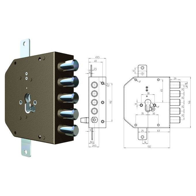 Vigor-Blinky Serrature CR da Applicare 2200g-01mc senza Scrocco Dx 60mm