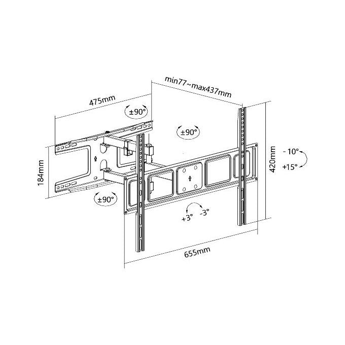 G.b.s. Elettronica Supporto Elb-3070 Extra per Flat Tv 30''-70'' Doppio Braccio 35Kg  77mm dal Muro