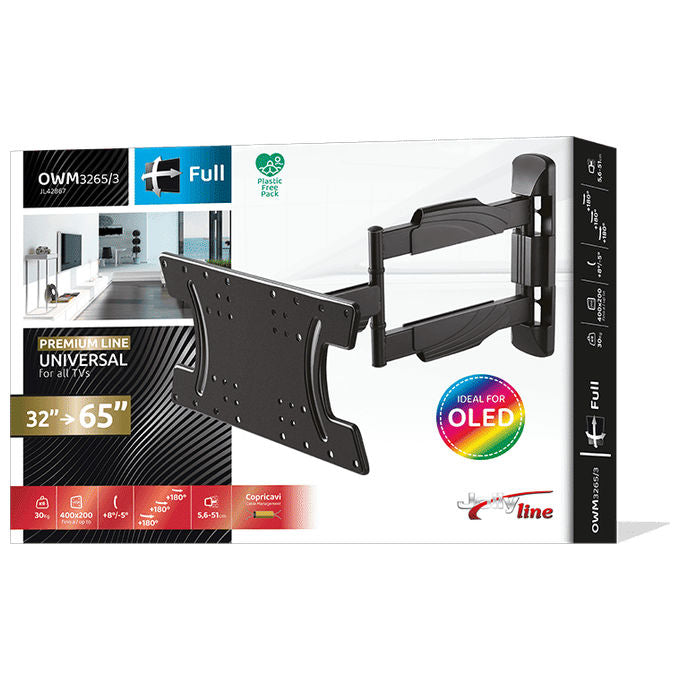 G.b.s. Elettronica Supporto Owm-3265-3 per OLed e Flat Tv da 32'' a 65'' Due Bracci-3 Snodi Nero