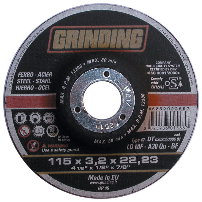 Grinding Mola Abrasiva per Ferro 115x3.2x22mm Dt Ld Mf