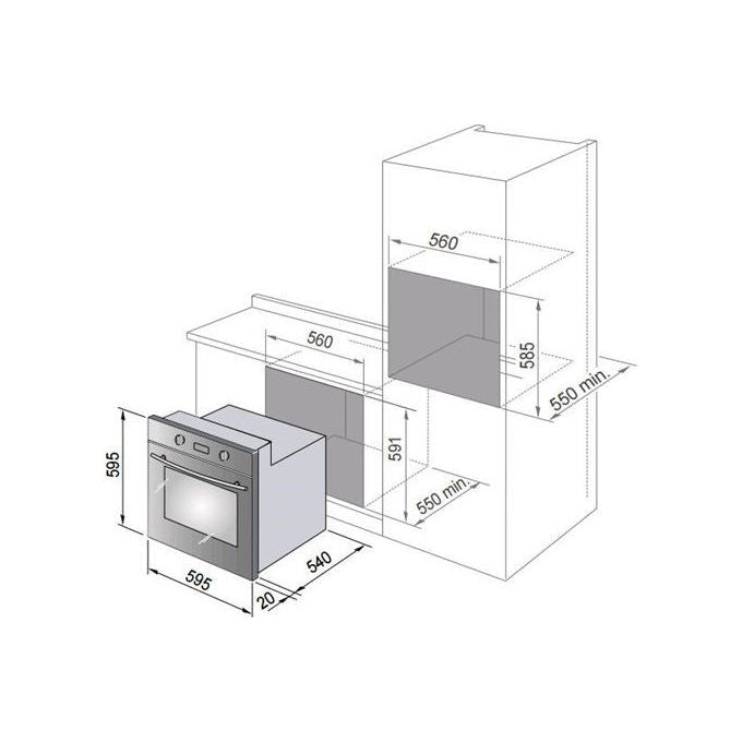 De Longhi Forno Elettrico da Incasso FLM 6L N Capacita' 65 L Multifunzione Ventilato Colore Nero